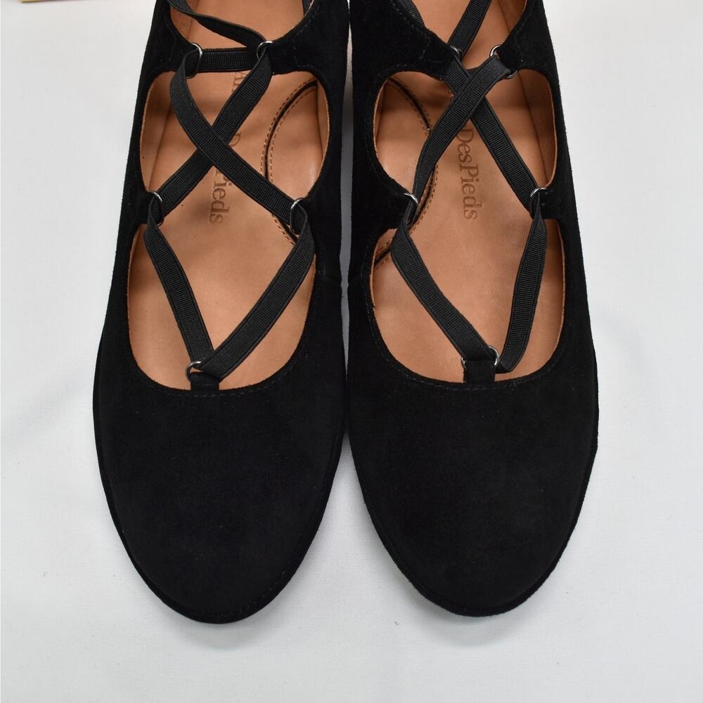 L'Amour Des Pieds Black Suede Leather Wedge Heel Shoes Womens Size 8 Dress New - Picture 4 of 16